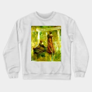 A Woman Plays A Stringed Instrument, Another Dances, Thomas Wilmer Dewing 1895 Crewneck Sweatshirt